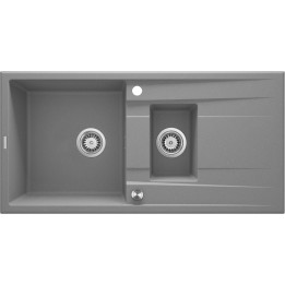 ZLEWOZMYWAK GRANITOWY 1.5-KOMOROWY Z OCIEKACZEM SZARY METALIK STAL ZQE S513