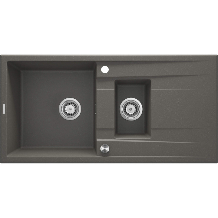 ZLEWOZMYWAK GRANITOWY 1.5-KOMOROWY Z OCIEKACZEM ANTRACYT METALIK STAL ZQE T513