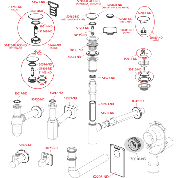 SPUST UMYWALKI CLIK/CLAK 5/4" METALOWY Z PRZELEWEM, KOREK KWADRATOWY