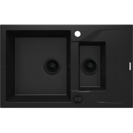 ZLEWOZMYWAK GRANITOWY 1.5-KOMOROWY Z OCIEKACZEM NERO NERO ZQN N513