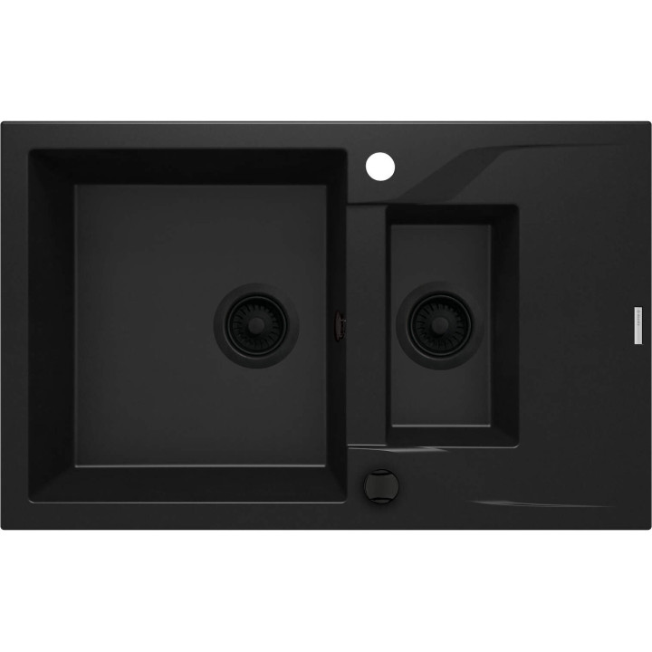 ZLEWOZMYWAK GRANITOWY 1.5-KOMOROWY Z OCIEKACZEM NERO NERO ZQN N513