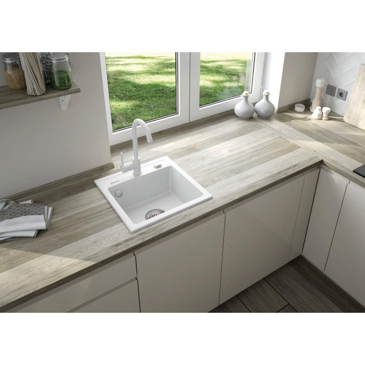 ZLEWOZMYWAK GRANITOWY 1-KOMOROWY ALABASTER STAL ZQZ A103