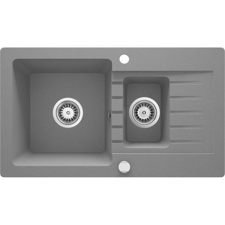 ZLEWOZMYWAK GRANITOWY 1.5-KOMOROWY Z OCIEKACZEM SZARY METALIK STAL ZQZ S513