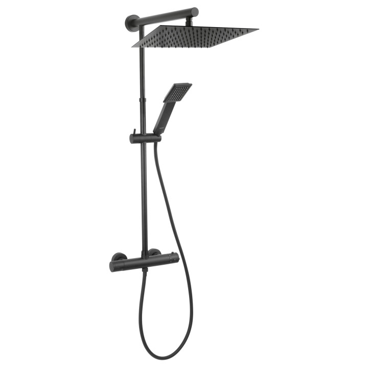 TREVI SQUARE BLACK ZESTAW NATRYSKOWY Z BATERIĄ TERMOSTATYCZNĄ TRV7U-BL,CZARNY