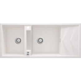 ZLEWOZMYWAK GRANITOWY MAGNETYCZNY 2-KOMOROWY Z OCIEKACZEM ALABASTER STAL ZRM A213