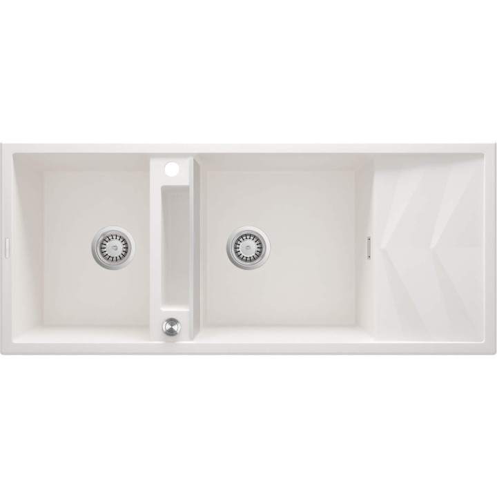ZLEWOZMYWAK GRANITOWY MAGNETYCZNY 2-KOMOROWY Z OCIEKACZEM ALABASTER STAL ZRM A213