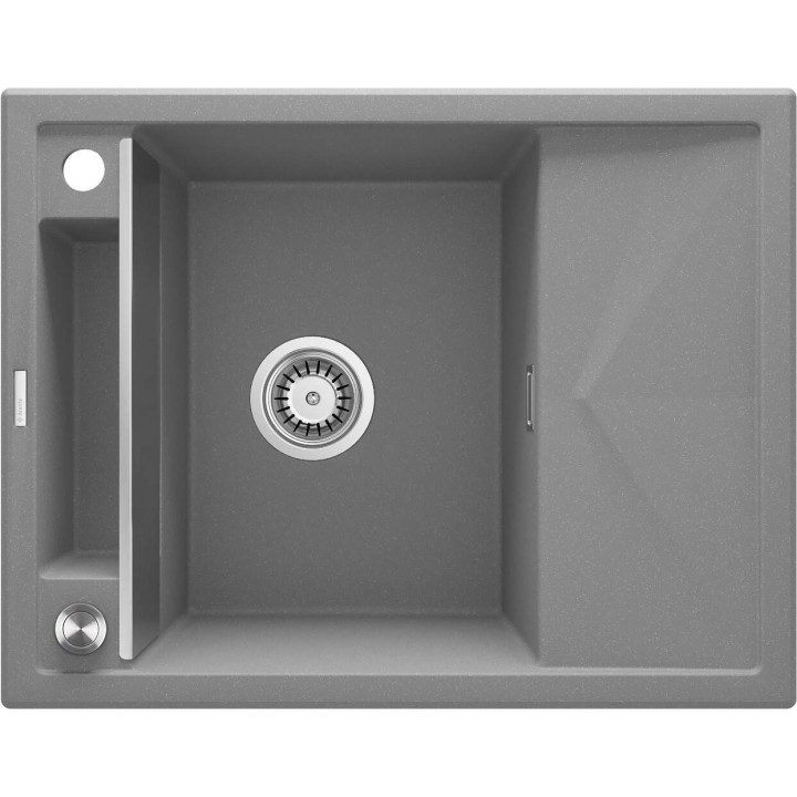 ZLEWOZMYWAK GRANITOWY MAGNETYCZNY 1-KOMOROWY Z OCIEKACZEM SZARY METALIK STAL ZRM S11A