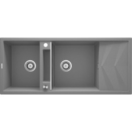 ZLEWOZMYWAK GRANITOWY MAGNETYCZNY 2-KOMOROWY Z OCIEKACZEM SZARY METALIK STAL ZRM S213