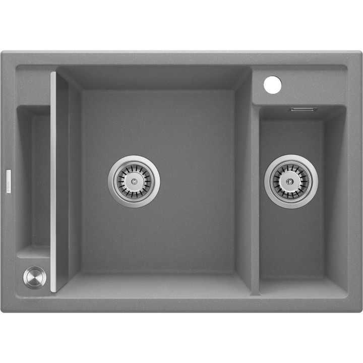 ZLEWOZMYWAK GRANITOWY MAGNETYCZNY 1.5-KOMOROWY SZARY METALIK STAL ZRM S503