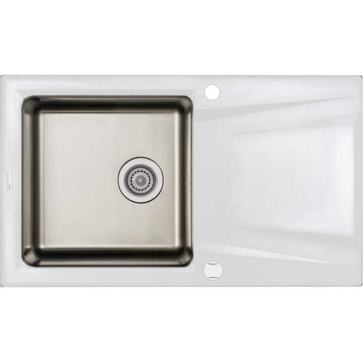 ZLEWOZMYWAK GRANITOWO-STALOWY 1-KOMOROWY Z OCIEKACZEM ALABASTER, STAL STAL ZSR A113