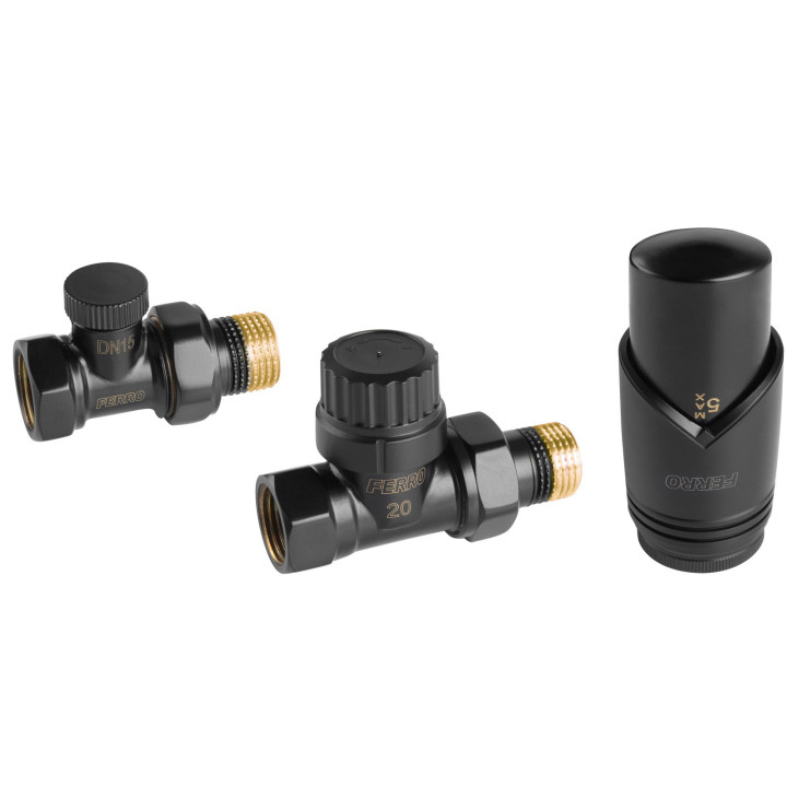 DEKORACYJNY ZESTAW TERMOSTATYCZNY PROSTY 1-2", CZARNY
