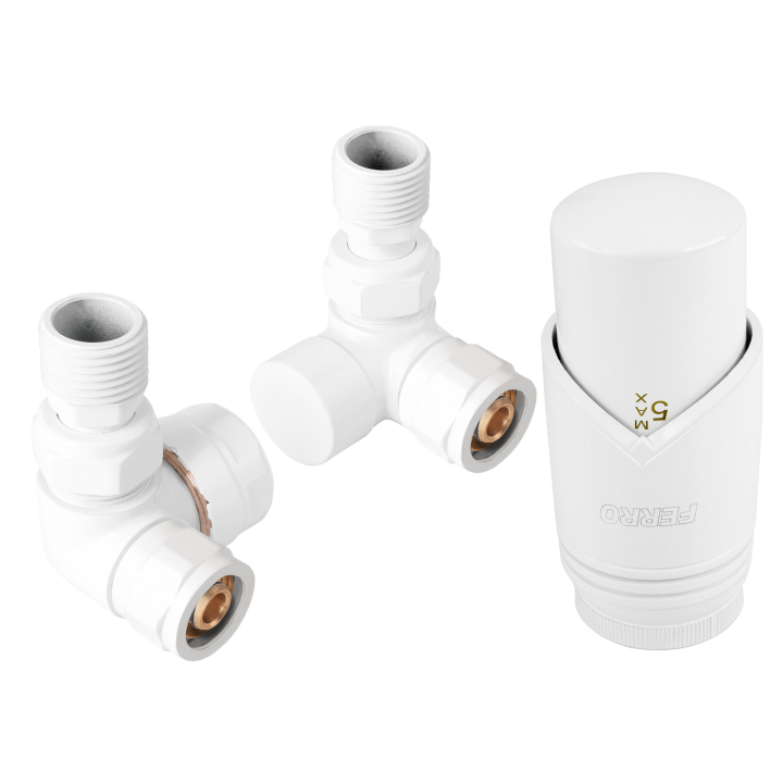 DEKORACYJNY ZESTAW TERMOSTATYCZNY OSIOWY 1-2", BIAŁY