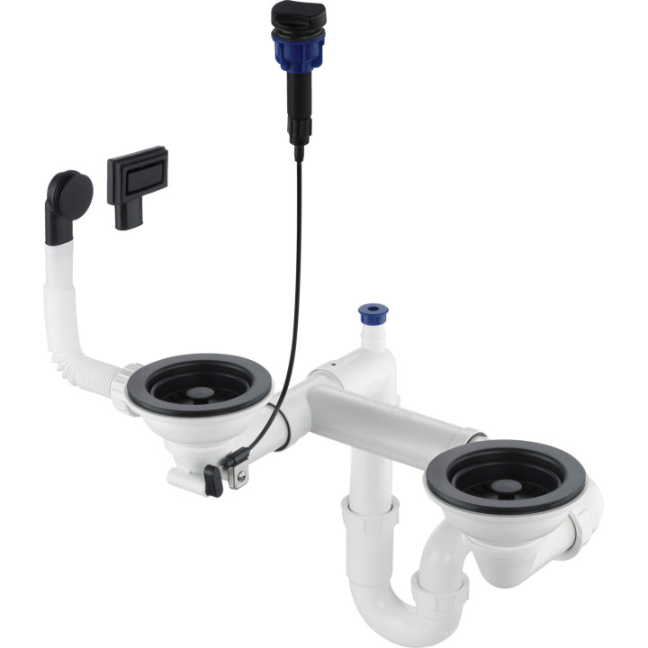 SYFON DO ZLEWOZMYWAKA GRANITOWEGO 1.5- I 2-KOMOROWEGO - SPACE-SAVER NERO ZXY N973