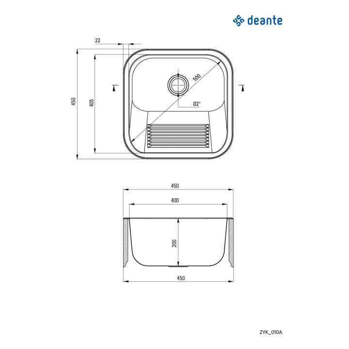 ZLEWOZMYWAK GOSPODARCZY 1-KOMOROWY - WPUSZCZANY LUB MOCOWANY DO ŚCIANY SATYNA STAL ZYK 010A