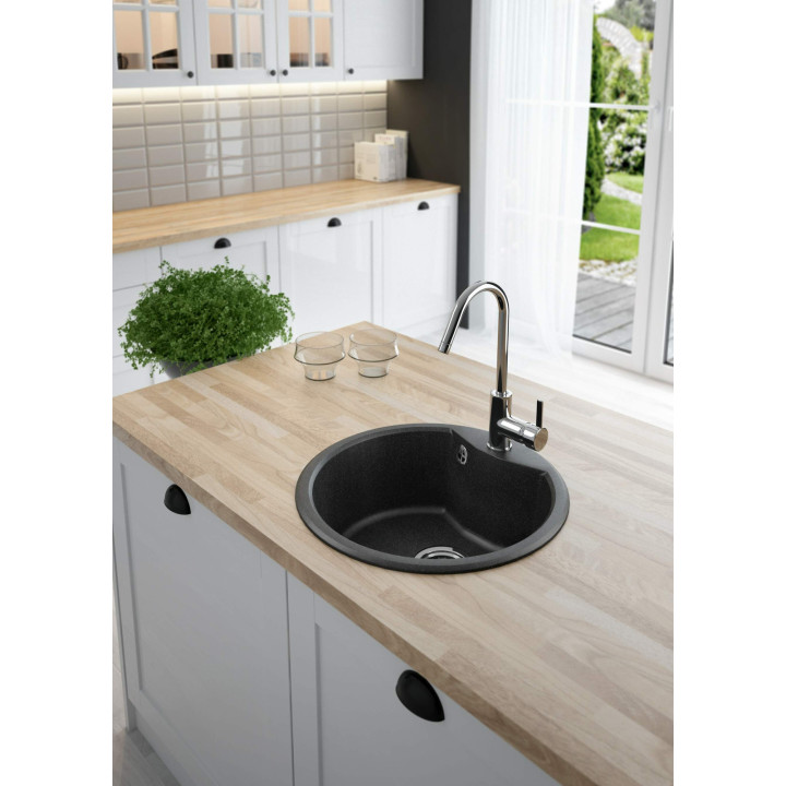ZLEWOZMYWAK GRANITOWY 1-KOMOROWY GRAFIT STAL ZRS 2803