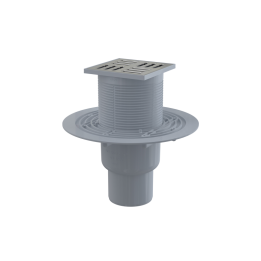 Kratka ściekowa 105×105/50/75 mm odpływ pionowy, kratka nierdzewna, syfon mokry