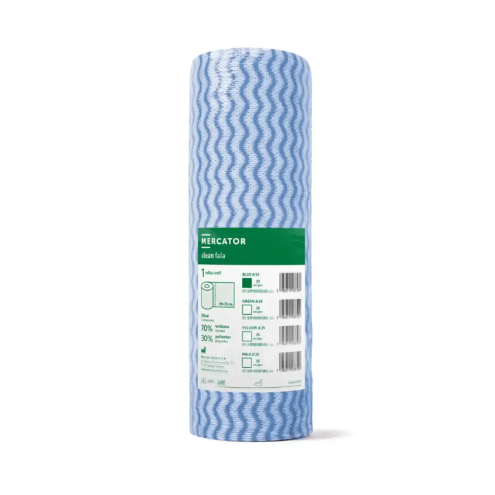 MERCATOR CLEAN FALA BLUE 25SZT, CZYŚCIWO PROFESJONALNE, WISKOZA, POLIESTER, NIEBIESKIE