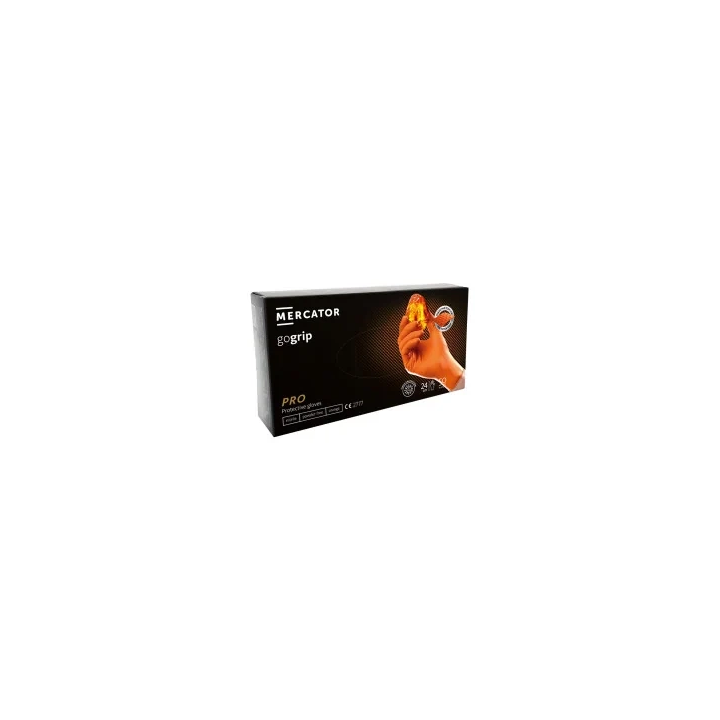 MERCATOR GOGRIP ORANGE MOCNE GRUBE RĘKAWICZKI NITRYLOWE L 50 SZTUK