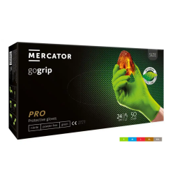 MERCATOR GOGRIP GREEN MOCNE GRUBE RĘKAWICZKI NITRYLOWE M ZIELONE 50 SZTUK