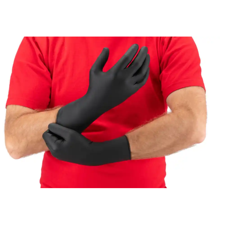 MERCATOR MOTO BLACK 100 SZT. ROZMIAR XL RĘKAWICE NITRYLOWE, BEZPUDROWE, CZARNE