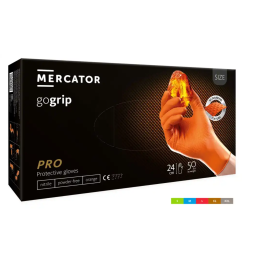 MERCATOR GOGRIP ORANGE MOCNE GRUBE RĘKAWICZKI NITRYLOWE M 50 SZTUK