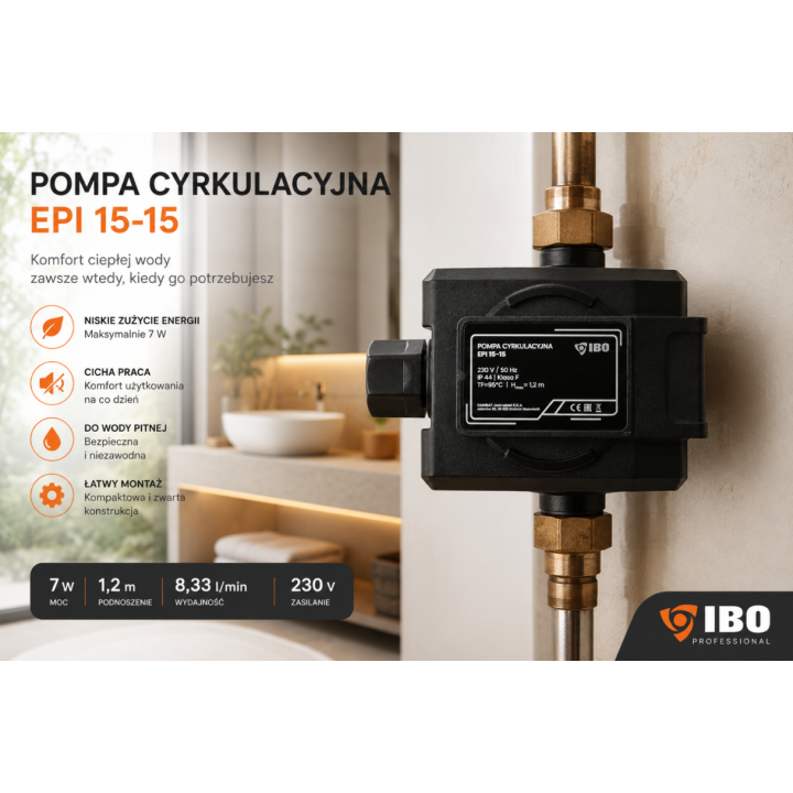 EPI 15-15 (7 W, 230 V) POMPA CYRKULACYJNA CWU