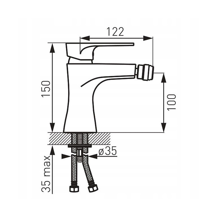 ALGEO SQUARE BATERIA BIDETOWA, CZARNY / CHROM