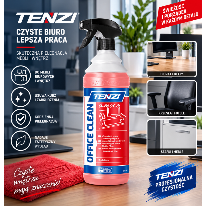 PREPARAT CZYSZCZĄCY AMORE CZERWONY 1L DO MEBLI BIUROWYCH I WNĘTRZ