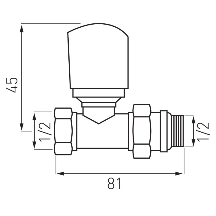 ZAWÓR TERMOSTATYCZNY PROSTY 1-2" X 1-2"