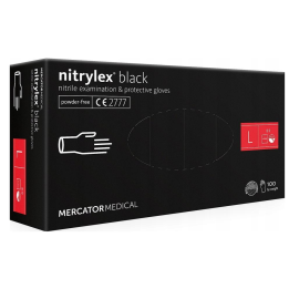 RĘKAWICE NITRYLOWE CZARNE MERCATOR NITRYLEX ROZMIAR L 100 SZT. BEZPUDROWE