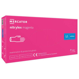 RĘKAWICE NITRYLOWE RÓŻOWE MERCATOR NITRYLEX MAGENTA ROZMIAR M 100 SZT.