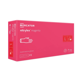 RĘKAWICE NITRYLOWE RÓŻOWE MERCATOR NITRYLEX MAGENTA ROZMIAR L 100 SZT.