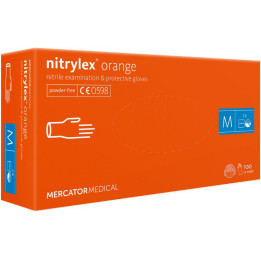RĘKAWICE NITRYLOWE POMARAńCZOWE MERCATOR NITRYLEX ROZMIAR M 100 SZT.
