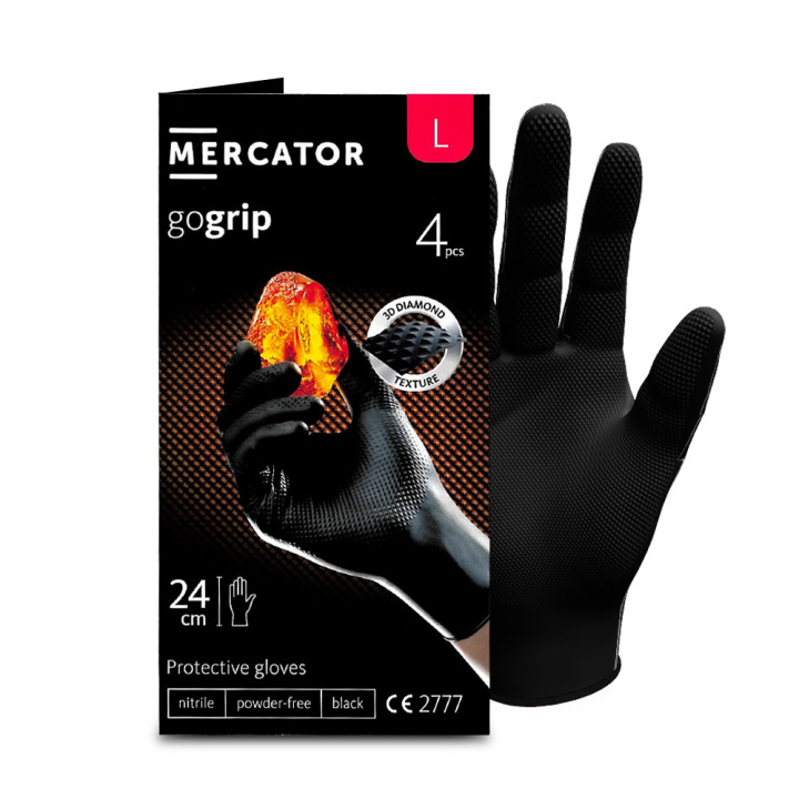 MERCATOR - RP30039004 RĘKAWICE NITRYLOWE GOGRIP BLACK - ROZMIAR L OP. 4SZT