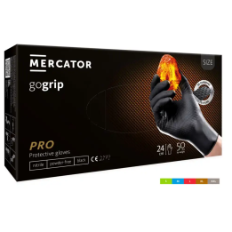 MERCATOR GOGRIP 50 SZT. RĘKAWICE NITRYLOWE, BEZPUDROWE, CZARNE ROZMIAR L