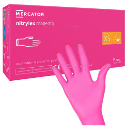 RĘKAWICE NITRYLOWE RÓŻOWE MERCATOR NITRYLEX MAGENTA ROZMIAR XS 100 SZT.