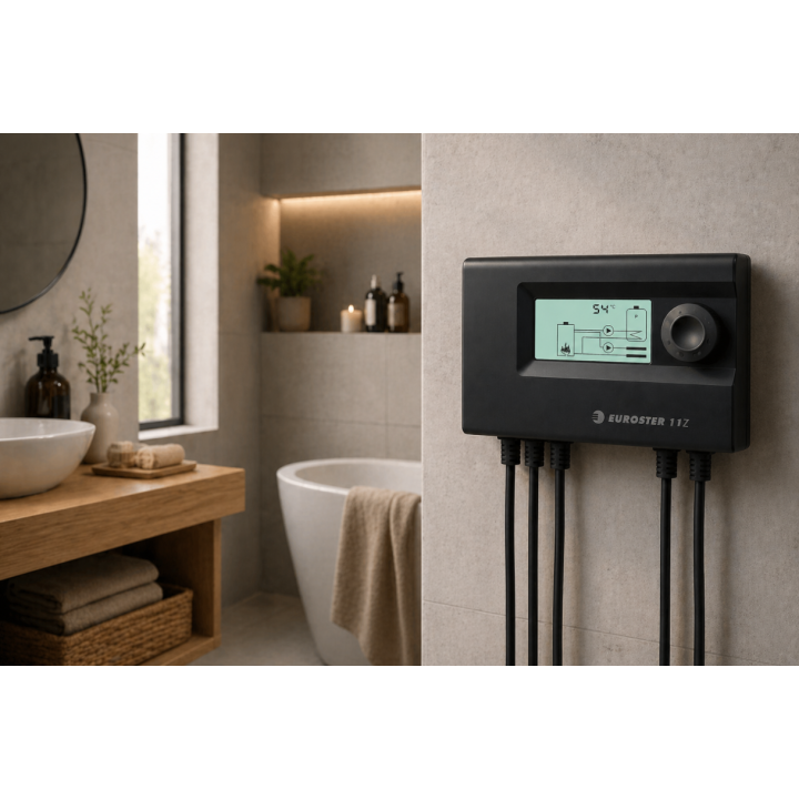 Sterownik Euroster 11Z STERWNIK TEMPERATURY POMPY I ZAWORU wyświetlacz LCD