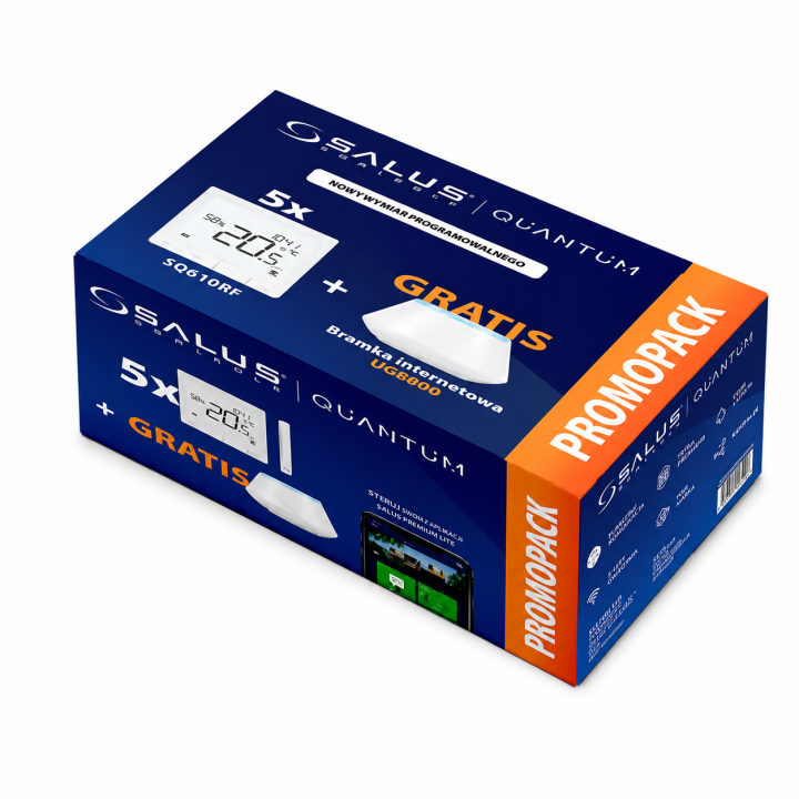 SALUS PAKIET 5 REGULATORÓW SQ610RF + BRAMKA INTERNETOWA UGE600