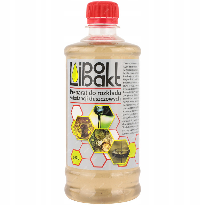 ŚRODEK DO UDRAŻNIANIA ODPŁYWÓW RUR PŁYN ROZKŁADA TŁUSZCZ LIPOBAKT 500ML