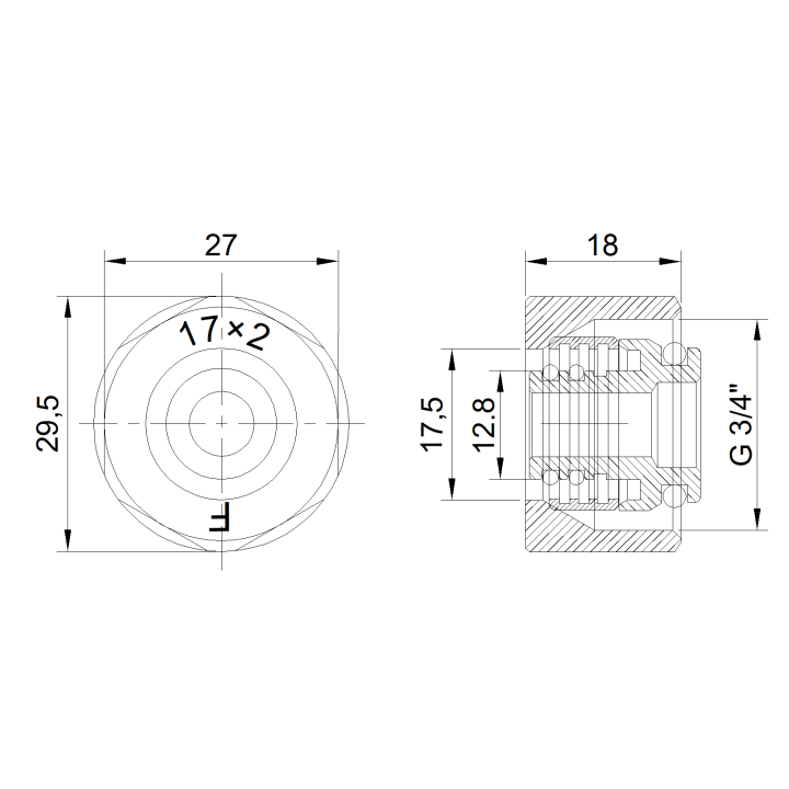 ZŁĄCZKA ZACISKOWA DO RUR WIELOWARSTW.17X2MM 3/4" KPL (2 SZT)
