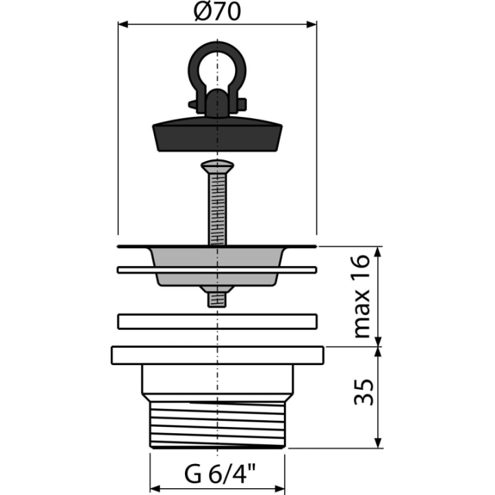 Spust zlewozmywaka 6/4", sitko nierdzewne DN 70