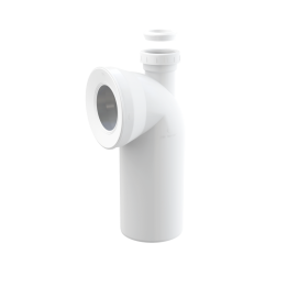 Przyłącze do stojącej miski WC, kolano 90° z przyłączem DN 40/50, DN 110, długość 230 mm, PP, białe