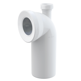 Przyłącze do stojącej miski WC, kolano 90° z przyłączem DN 40, DN 110, długość 230 mm, PP, białe