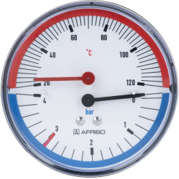 Termomanometr TM 80, fi80 mm, 0÷4 bar, 20÷120°C, G1/4", ax, kl. 2,5