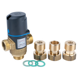 Zestaw termostatycznego zaworu mieszającego ATM 343, DN15, G3/4", 35÷60°C, Kvs 1,6 m3/h, ze śrubunkami