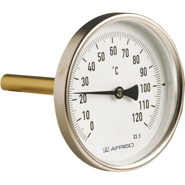 Termometr przemysłowy BiTh 100 I, D201, fi100 mm, 0÷120°C, L 100 mm, 1/2", rad, kl. 1