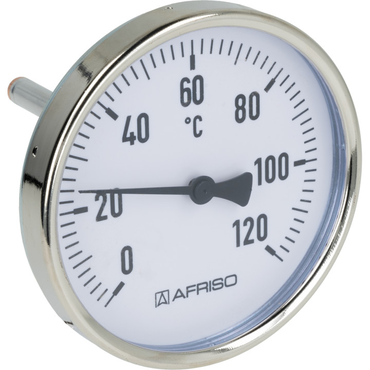 Termometr bimetaliczny BiTh 100, fi100 mm, 0÷120°C, L 100 mm, G1/2", ax, kl. 2