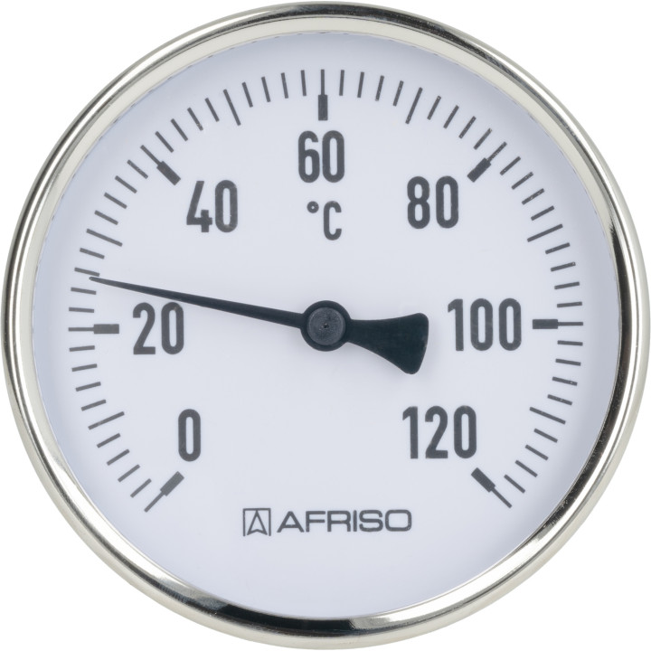 Termometr bimetaliczny BiTh 100, fi100 mm, 0÷120°C, L 63 mm, G1/2", ax, kl. 2