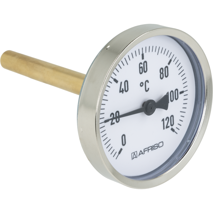 Termometr bimetaliczny BiTh 80, fi80 mm, 0÷120°C, L 100 mm, G1/2", ax, kl. 2