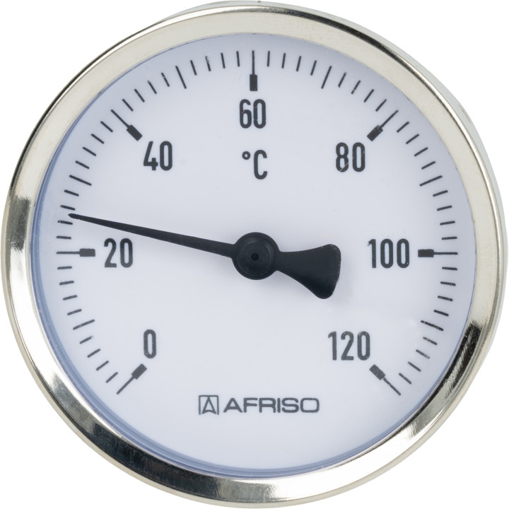 Termometr bimetaliczny BiTh 63, fi63 mm, 0÷120°C, L 63 mm, G1/2", ax, kl. 2